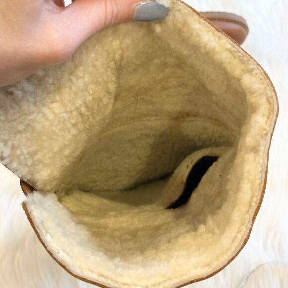 Michael Kors Casey Over The Knee Boots Leather Shearling Lined Buckle Heeled - Picture 11 of 14